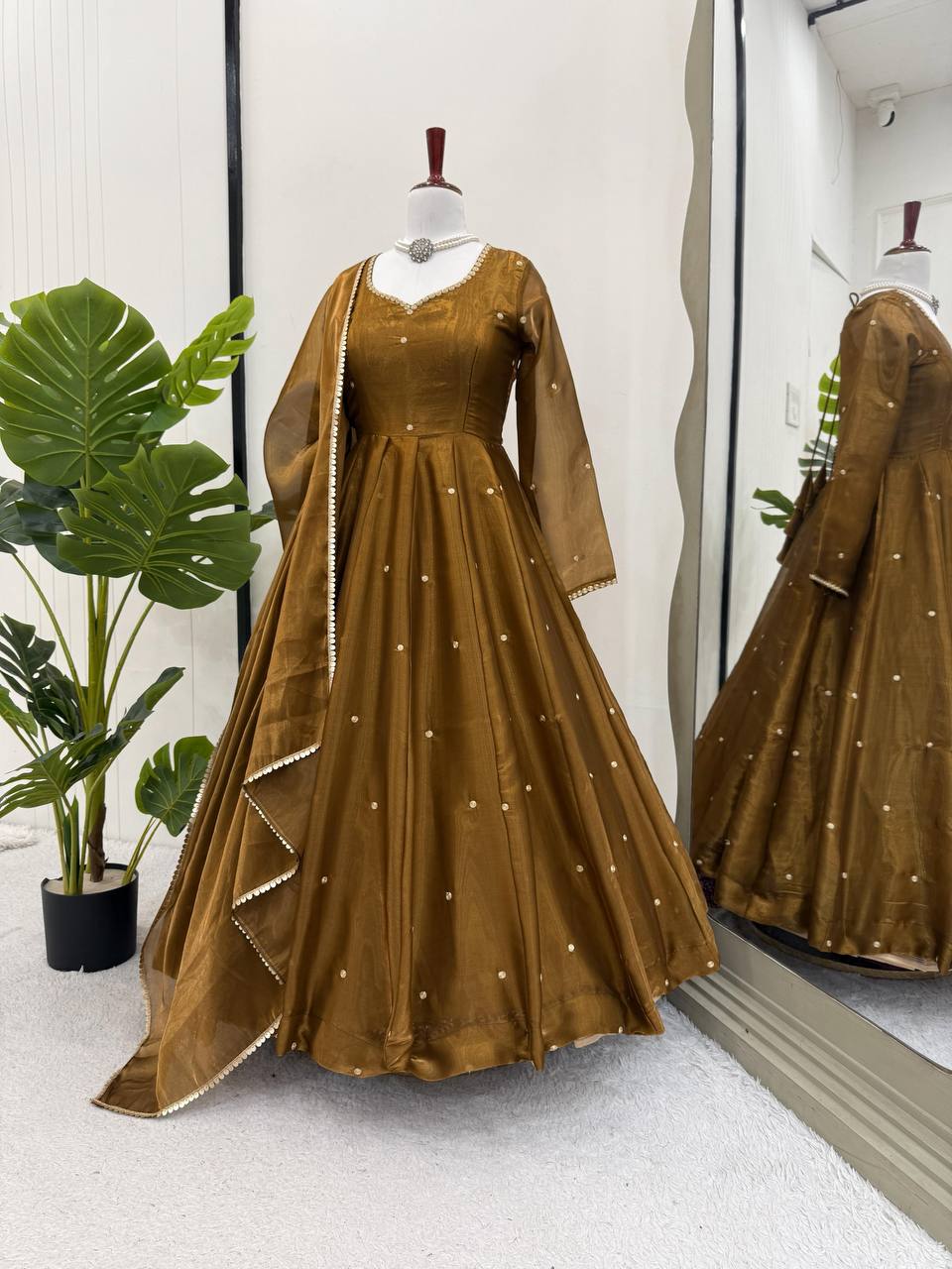 Golden Anarkali Suit