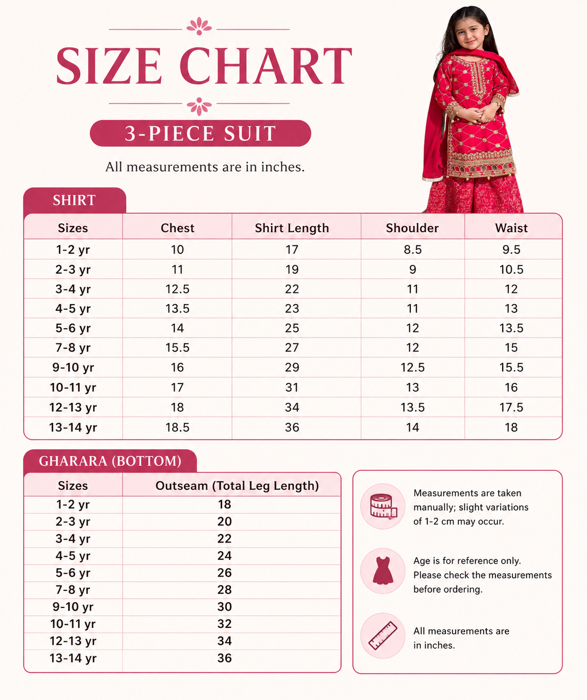 Shocking Pink Embroidered 3-Piece Gharara Suit