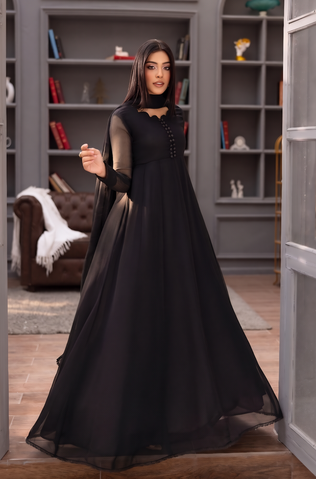 Elegant Chiffon Flared Maxi 2-Piece Suit