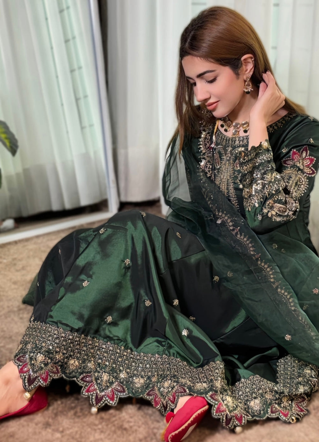 Bottle Green Flared Maxi Set – Grace in Every Flow