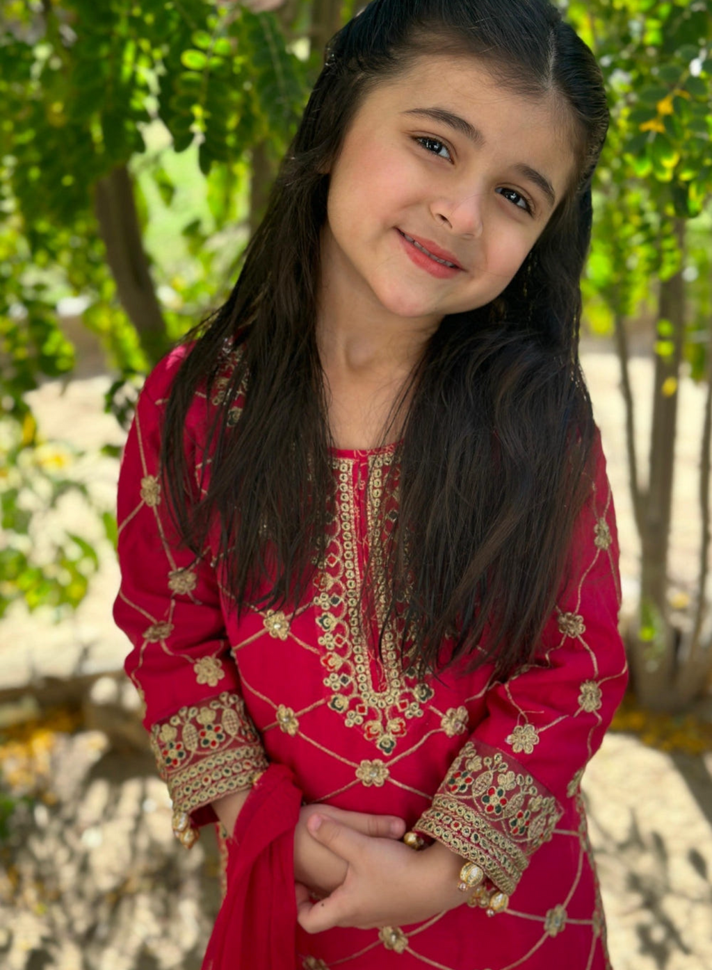 Shocking Pink Embroidered 3-Piece Gharara Suit