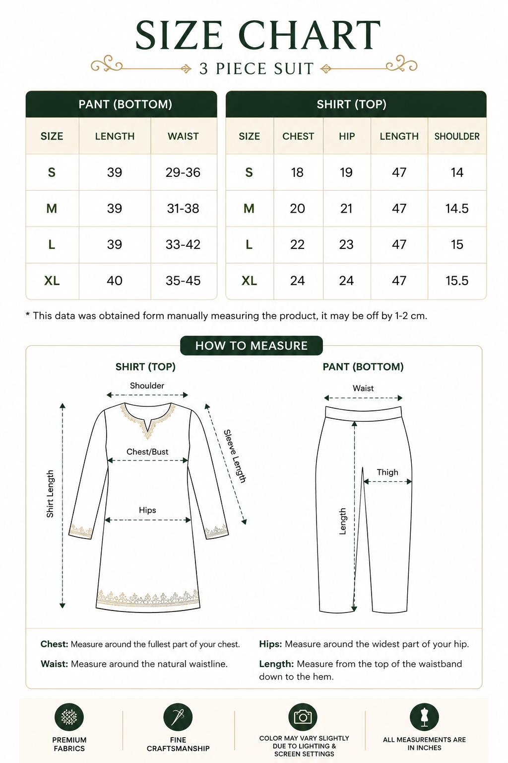 Dark Green Luxury Embroidered Chiffon 3-Piece Suit