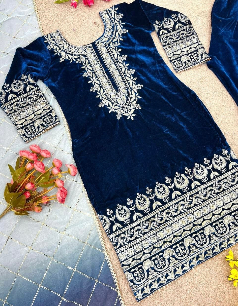 Velvet Party Wear Suit Set