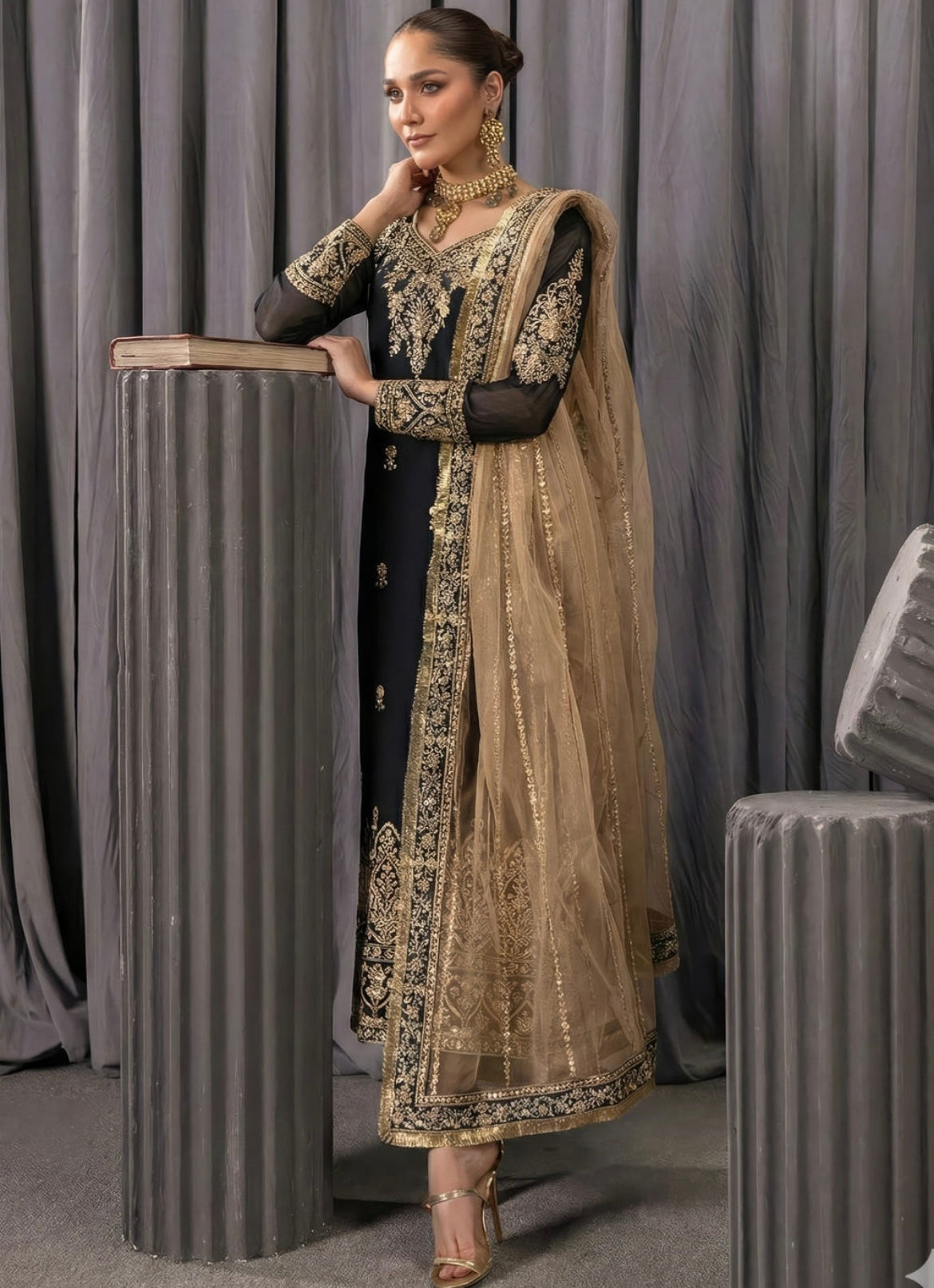 Black Chiffon Suit