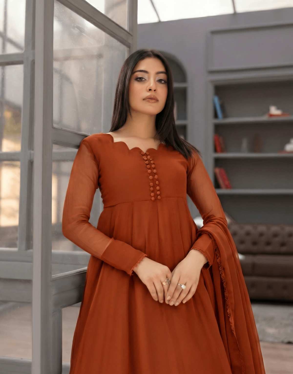 Elegant Chiffon Flared Maxi 2-Piece Suit