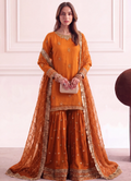 Rust Orange Embellished Chiffon Gharara Set