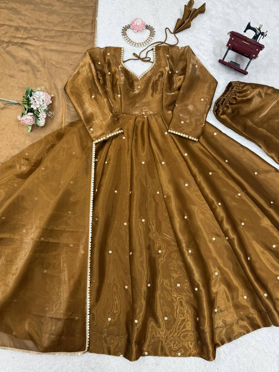 Golden Anarkali Suit