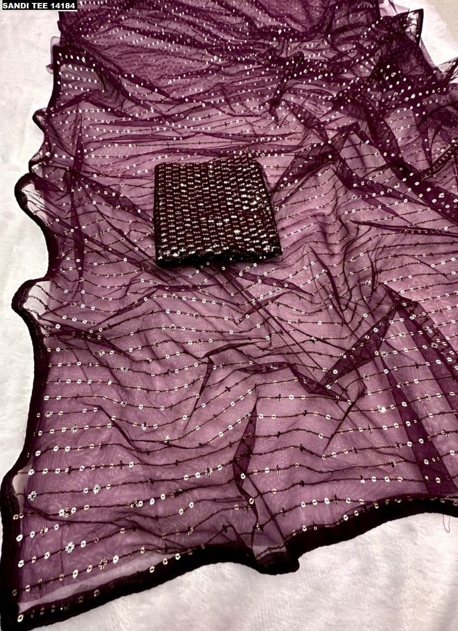 RKSANDI 14184 – Designer Butterfly Net Saree