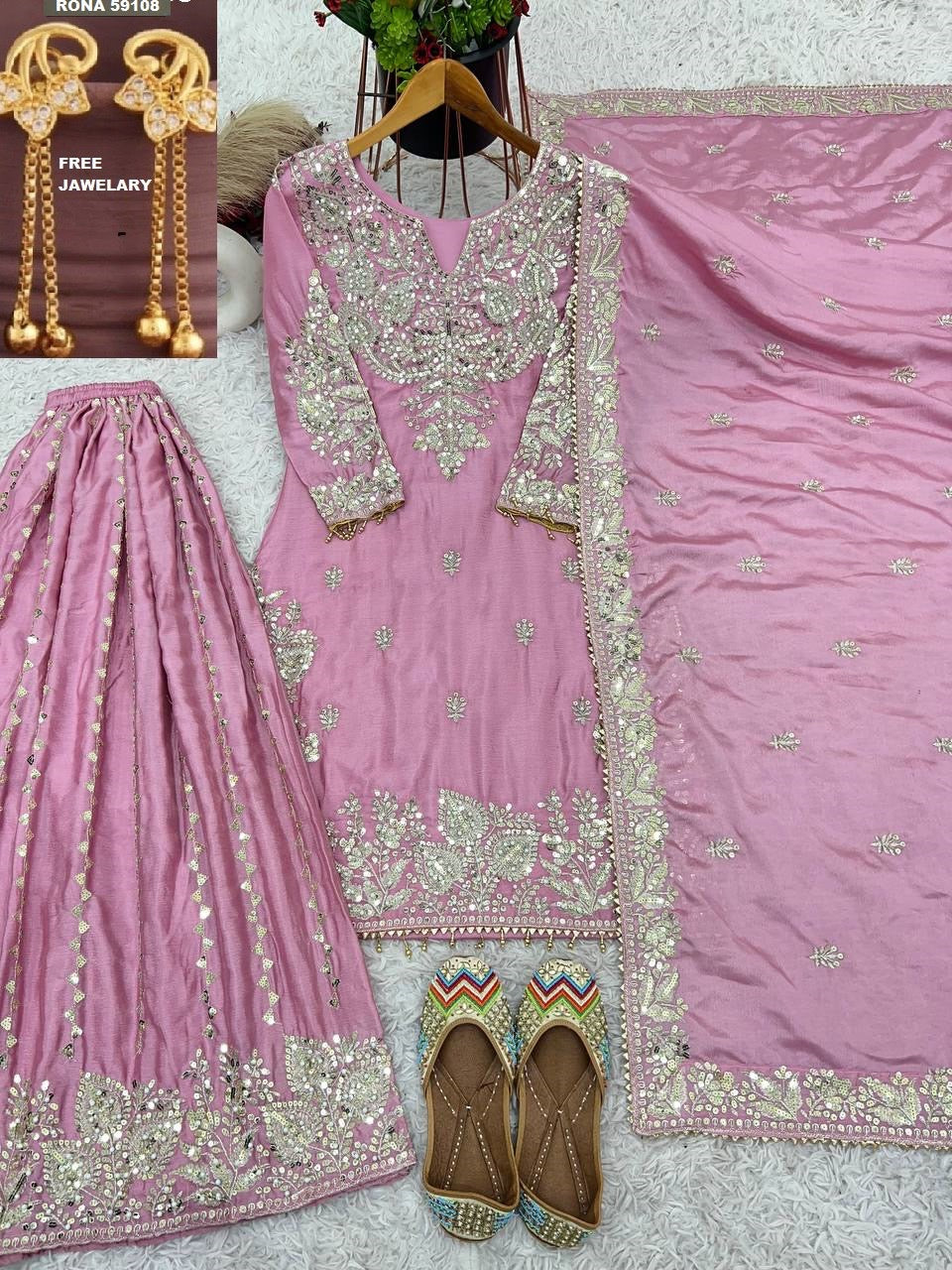 Premium Embroidered Gharara Suit Set