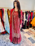Maroon Embroidered Sharara Suit – 3-Piece Set
