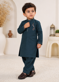 Little Baby Boy Cotton Kurta Trouser Set - Teal Color