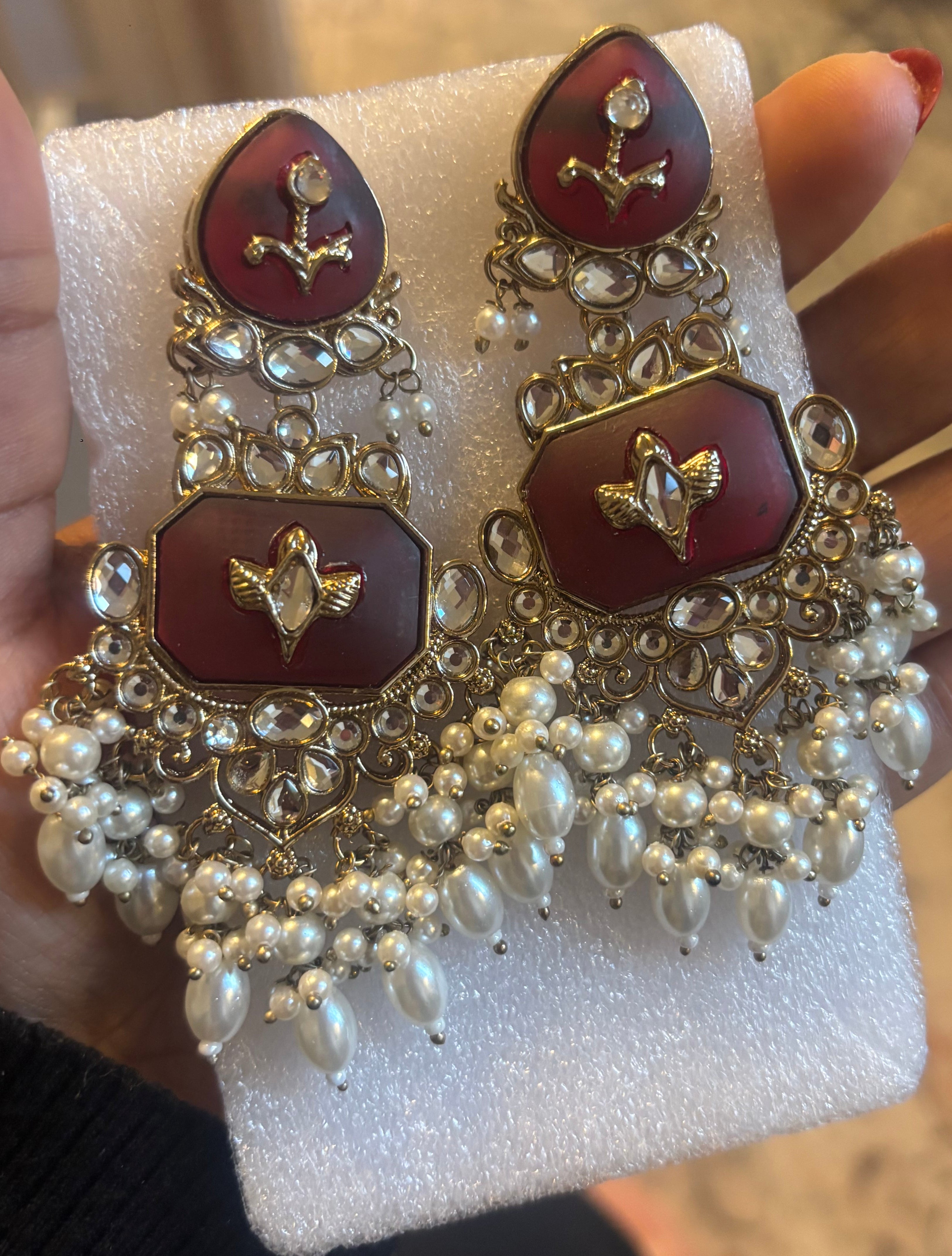 Premium Kashmiri Polki Kundan Earrings