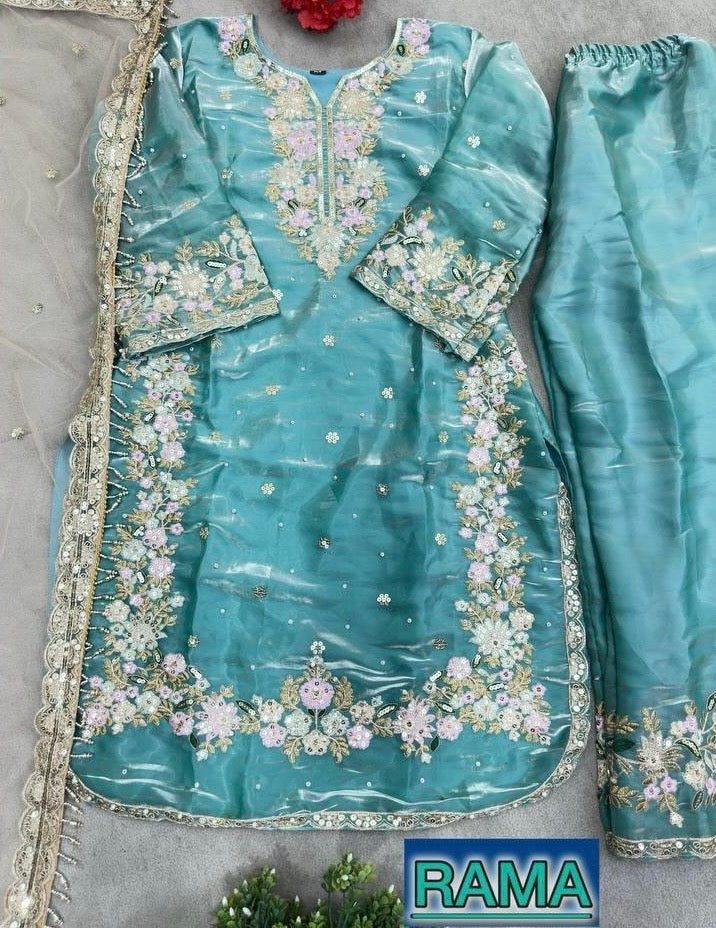 Elegant Embroidered 3-Piece Suit Set