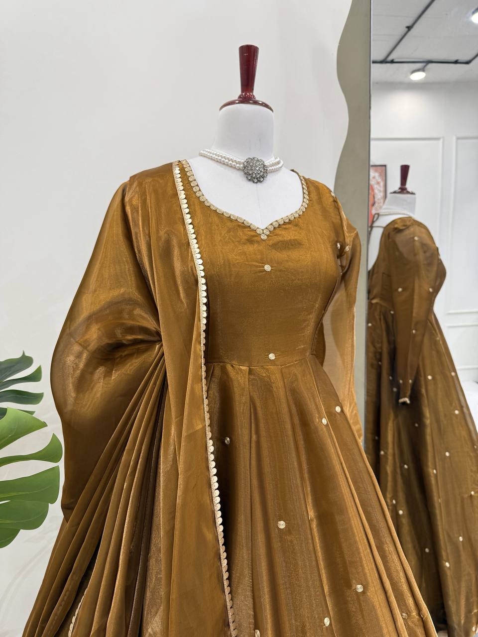 Golden Anarkali Suit
