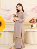 Lavender Chiffon Embroidered 3-Piece Suit