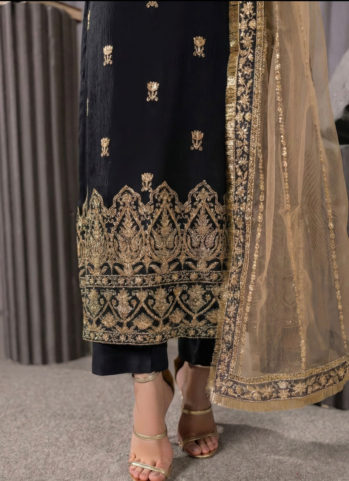 Black Chiffon Suit