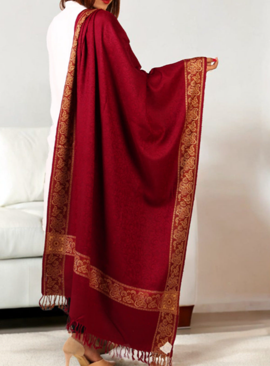 Elegant Pashmina-Look Acrylic Wool Shawl