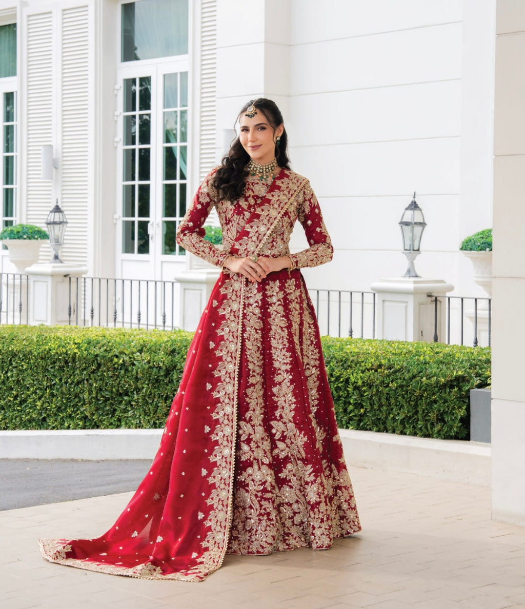 Crimson Royal Embroidered Lehenga Set
