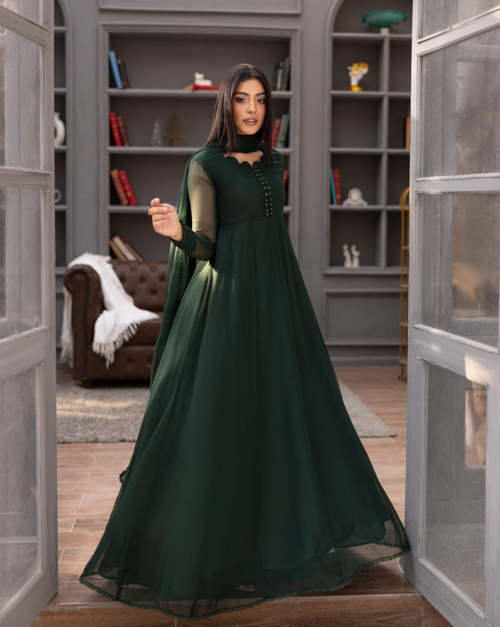 Elegant Chiffon Flared Maxi 2-Piece Suit