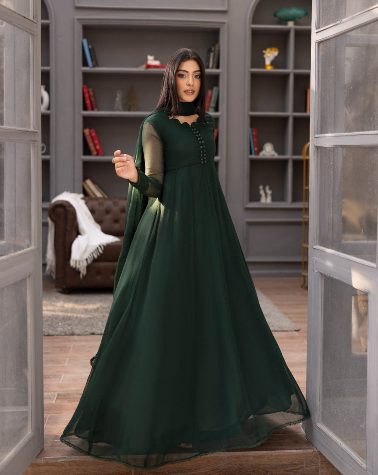 Elegant Chiffon Flared Maxi 2-Piece Suit