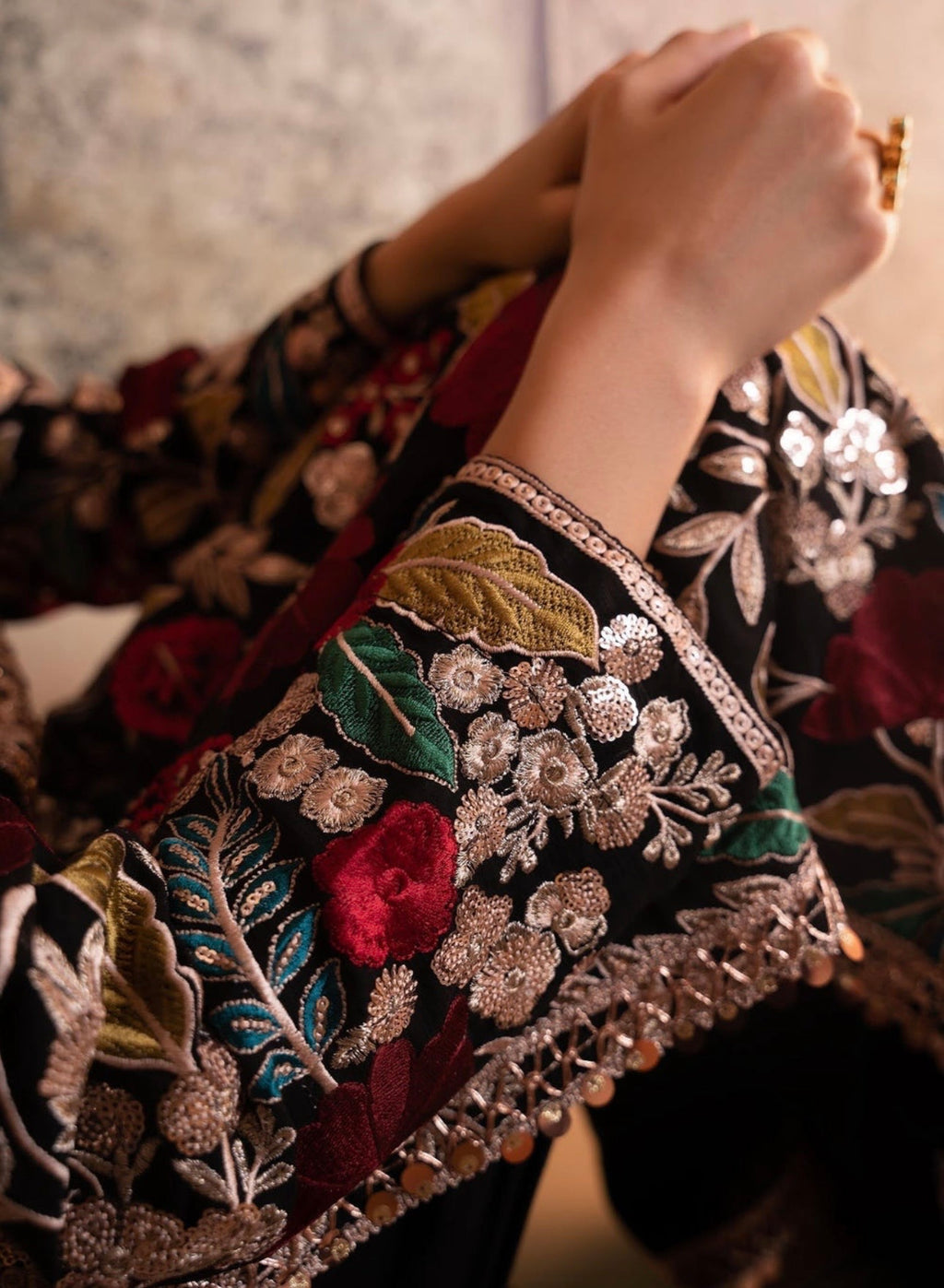Elegant Black Chiffon Festive Suit Set with Potli Bag