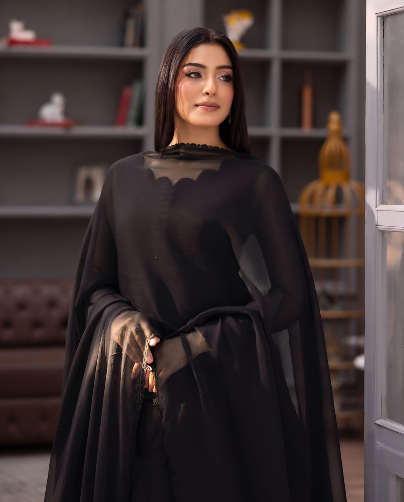 Elegant Chiffon Flared Maxi 2-Piece Suit