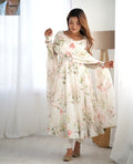 White Floral Anarkali Suit
