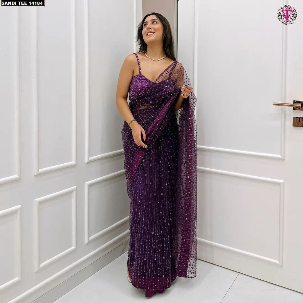 RKSANDI 14184 – Designer Butterfly Net Saree