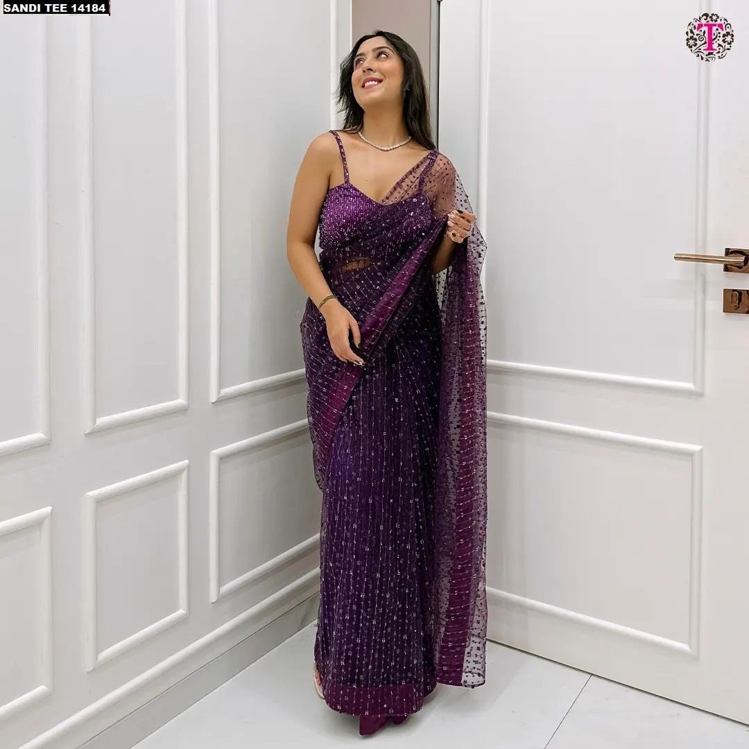 RKSANDI 14184 – Designer Butterfly Net Saree