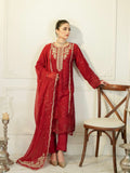 3 Piece Maroon Chiffon Embroidered Suit