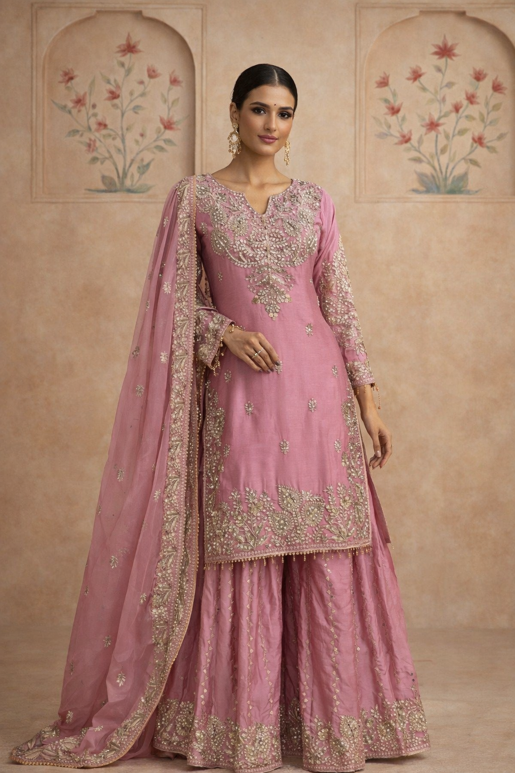 Premium Embroidered Gharara Suit Set