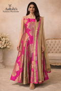 Pink Brocade Designer Top with Net Dupatta (Size 40)
