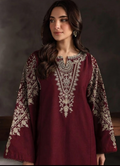 Maroon Luxe Embroidered Cambric Set (2-Piece)