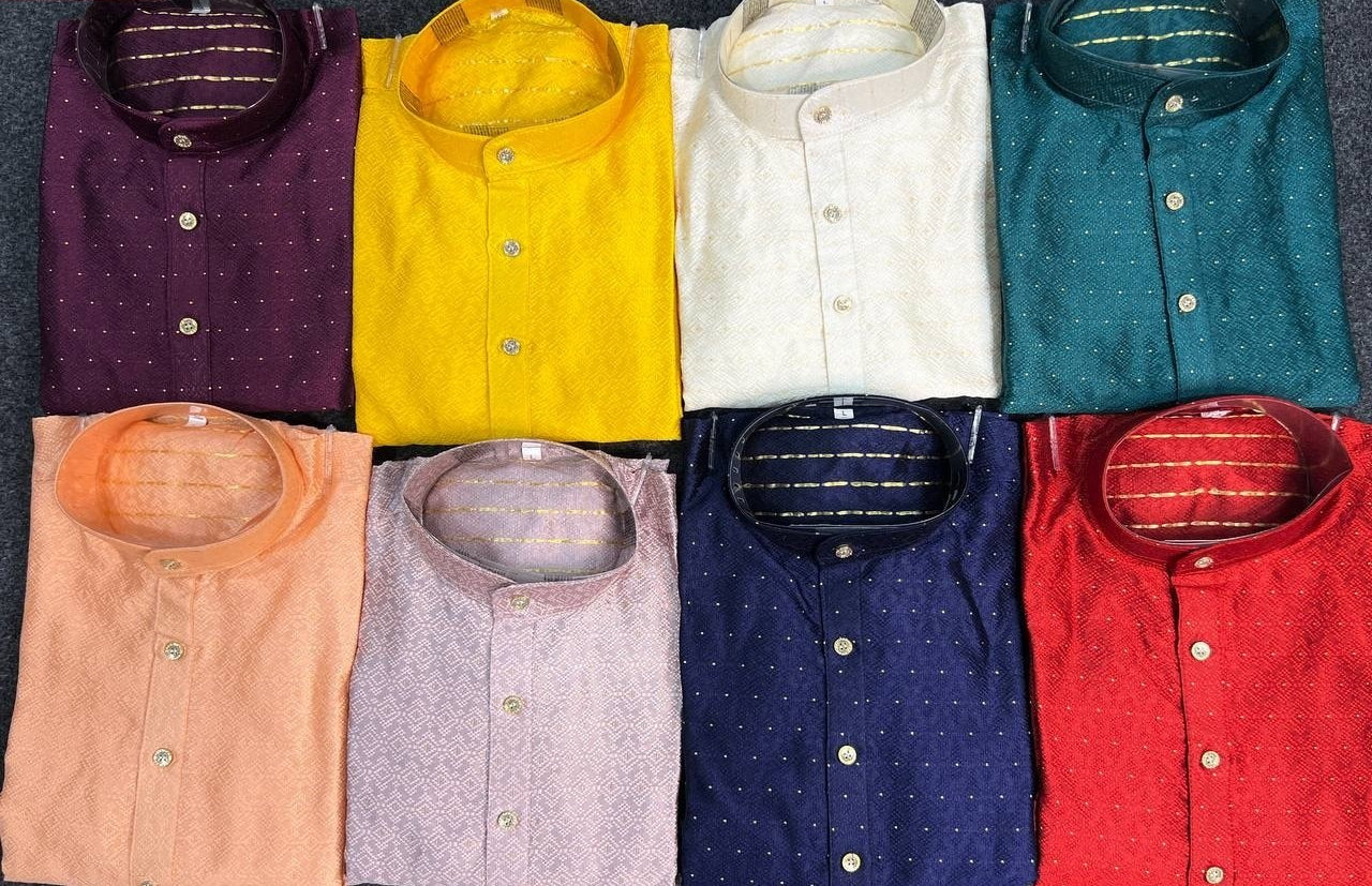 Premium Men's Silk Jacquard Kurta Set