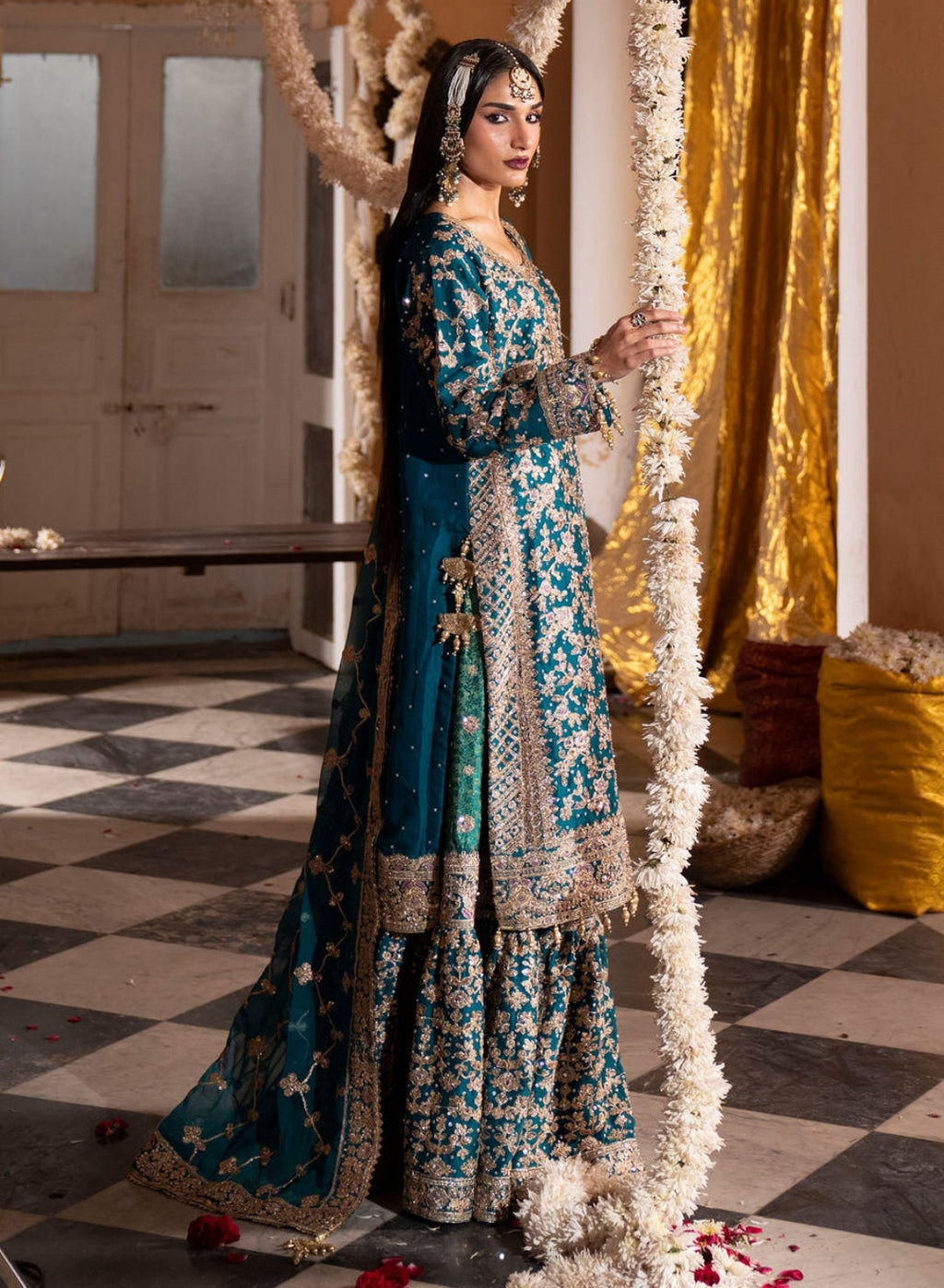 Teal Festive Kurti Lehenga Set – Elegant Party Wear Ensemble
