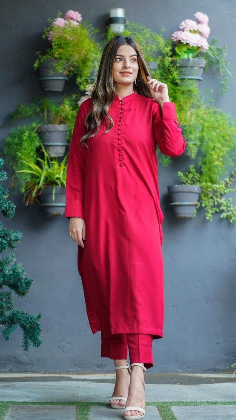 Co-Ord Set with Embroidered Organza Dupatta