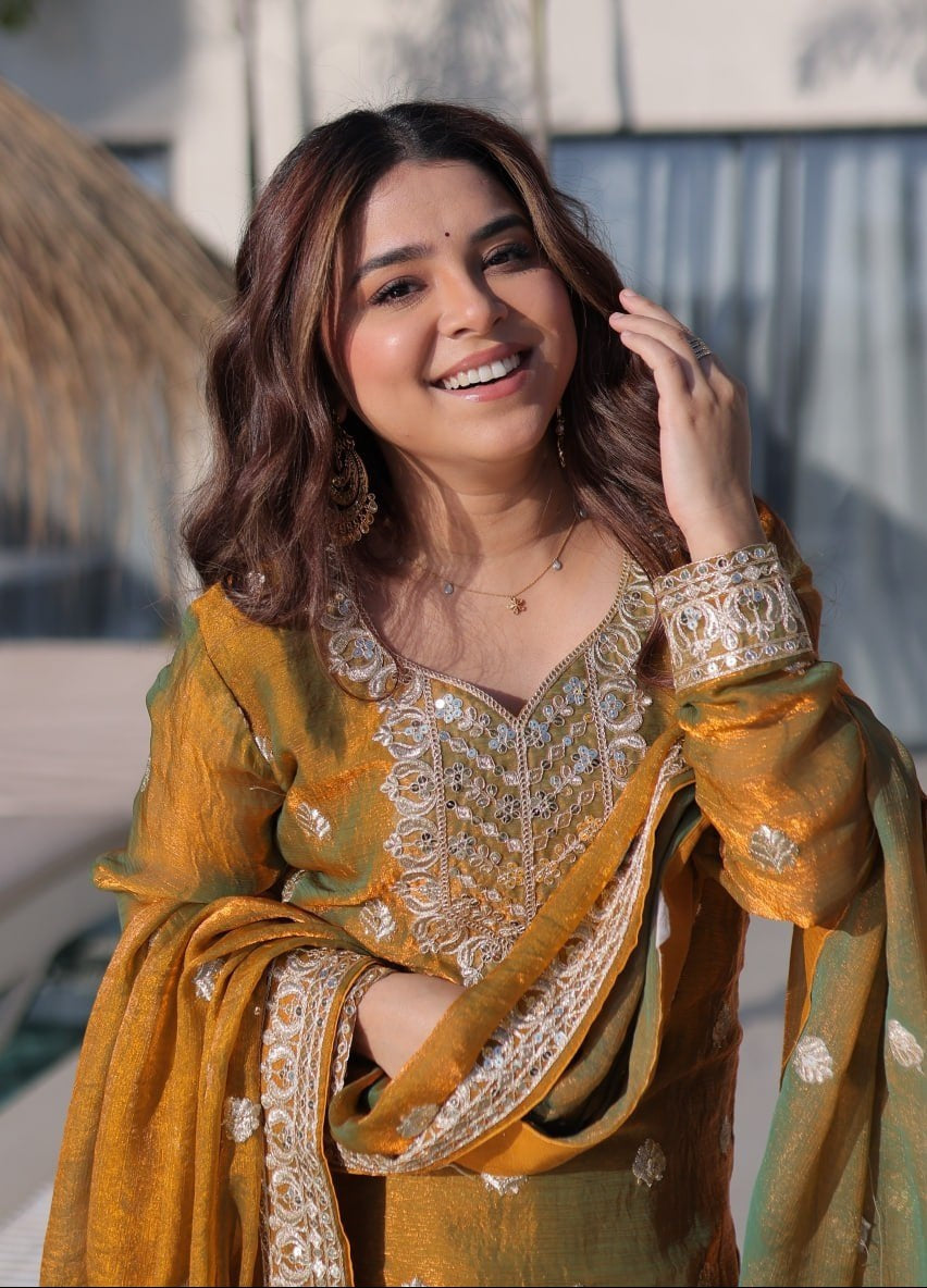 Premium Fendi Chiffon Embroidered Sharara Set