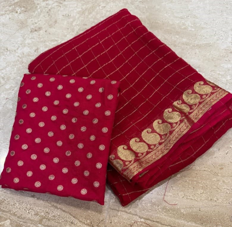 Viscose Georgette Saree with Banarasi Silk Blouse