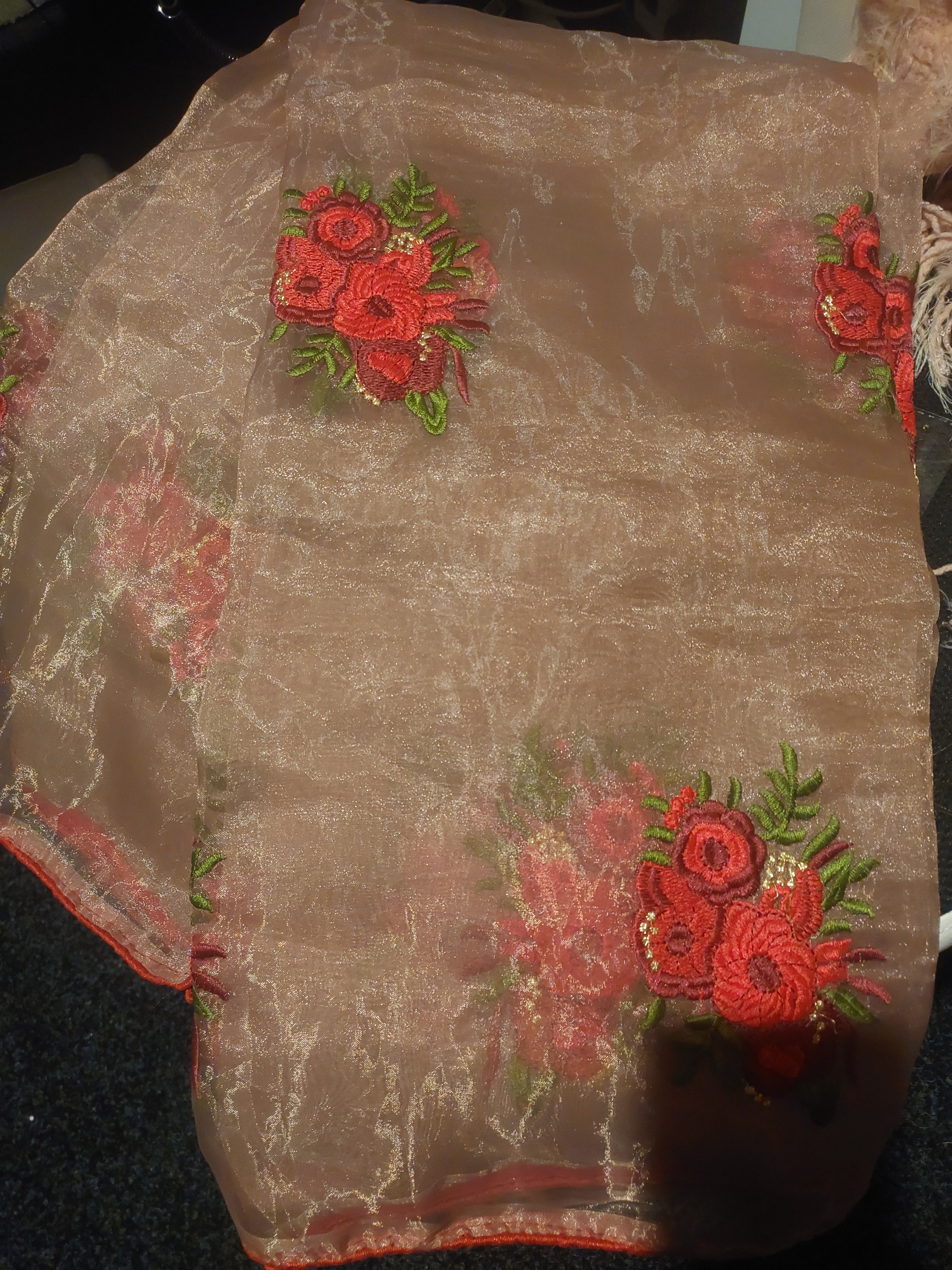 Co-Ord Set with Embroidered Organza Dupatta