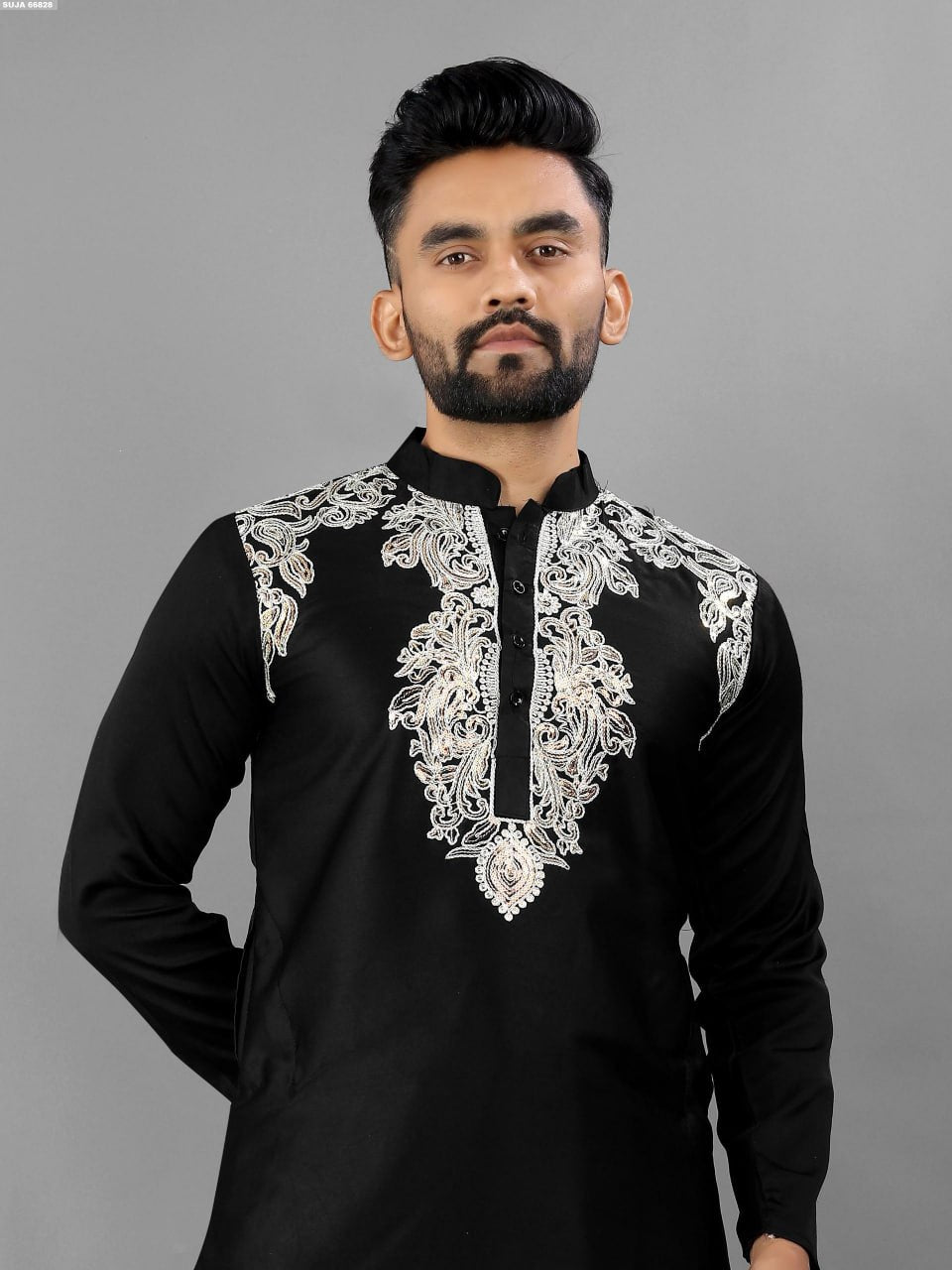 Embroidered Pathani Kurta with Shalwar Set