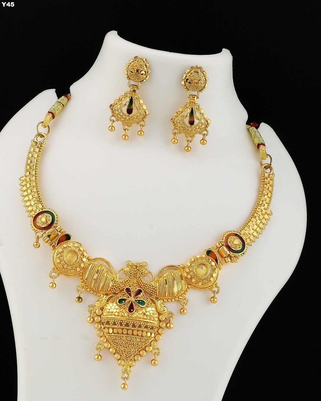 Traditional Gold-Plated Peacock Necklace Set
