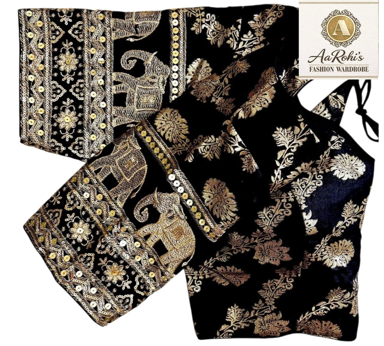 Premium Pure Dola Silk Blouse – Golden Embroidery