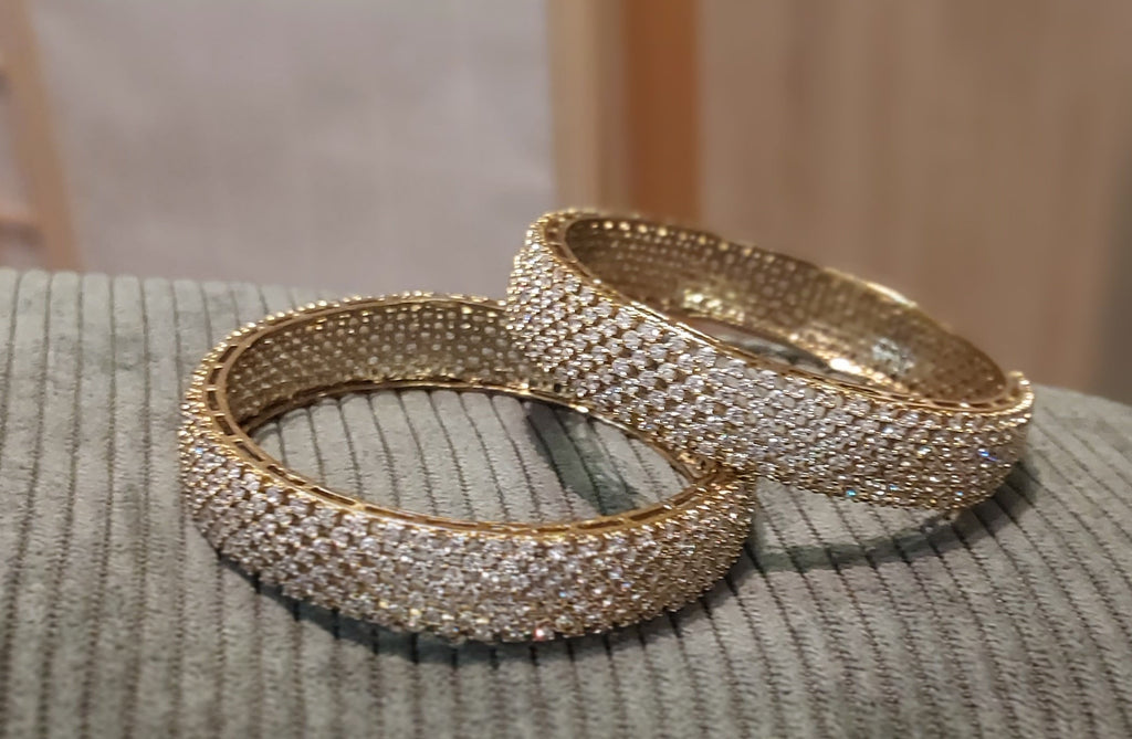 AD Gold Tone Designer Bangles