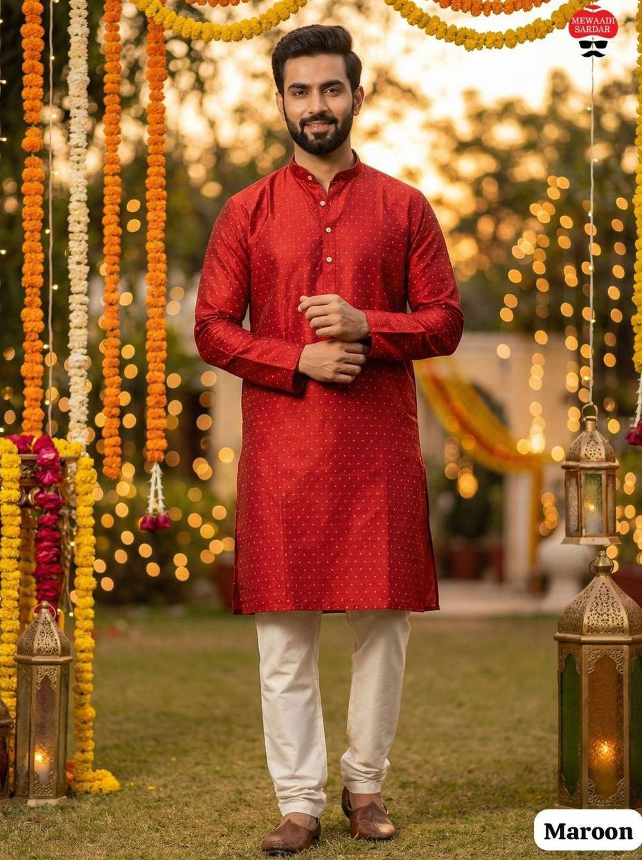 Premium Men's Silk Jacquard Kurta Set