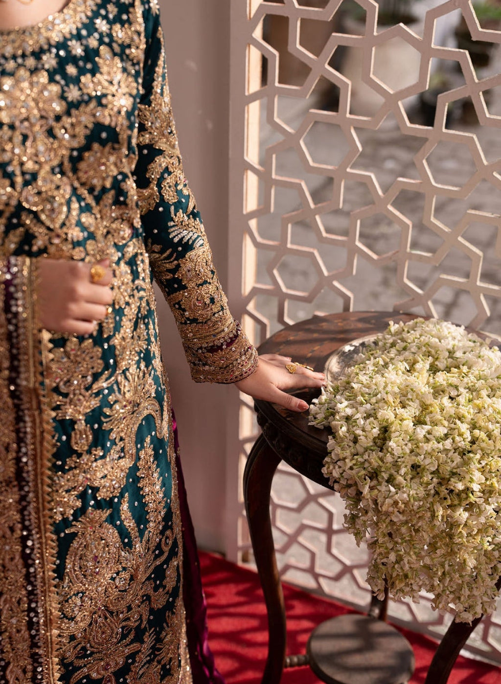 Bottle Green Wedding Wear Lehenga Set with Potli