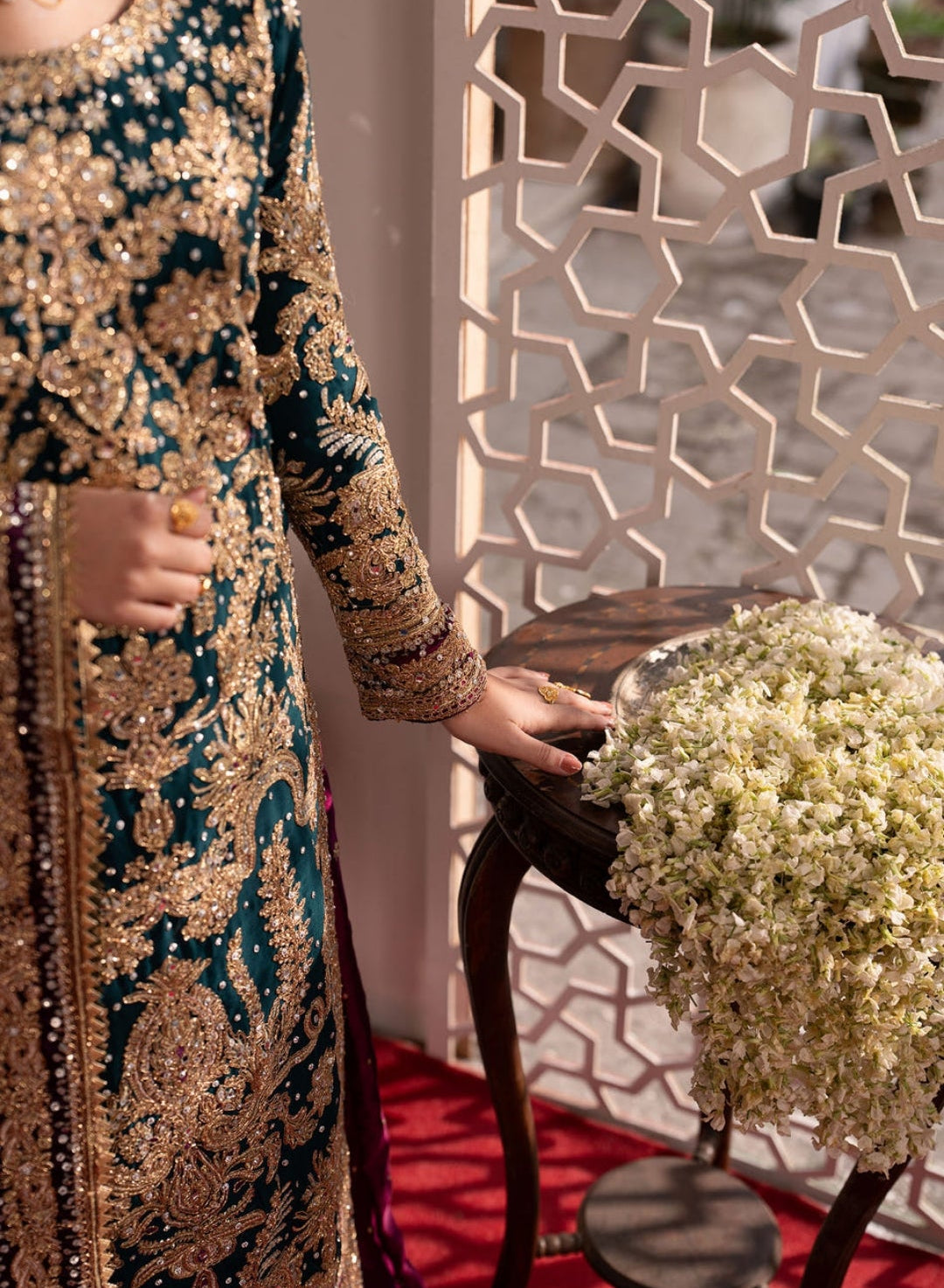 Bottle Green Wedding Wear Lehenga Set with Potli