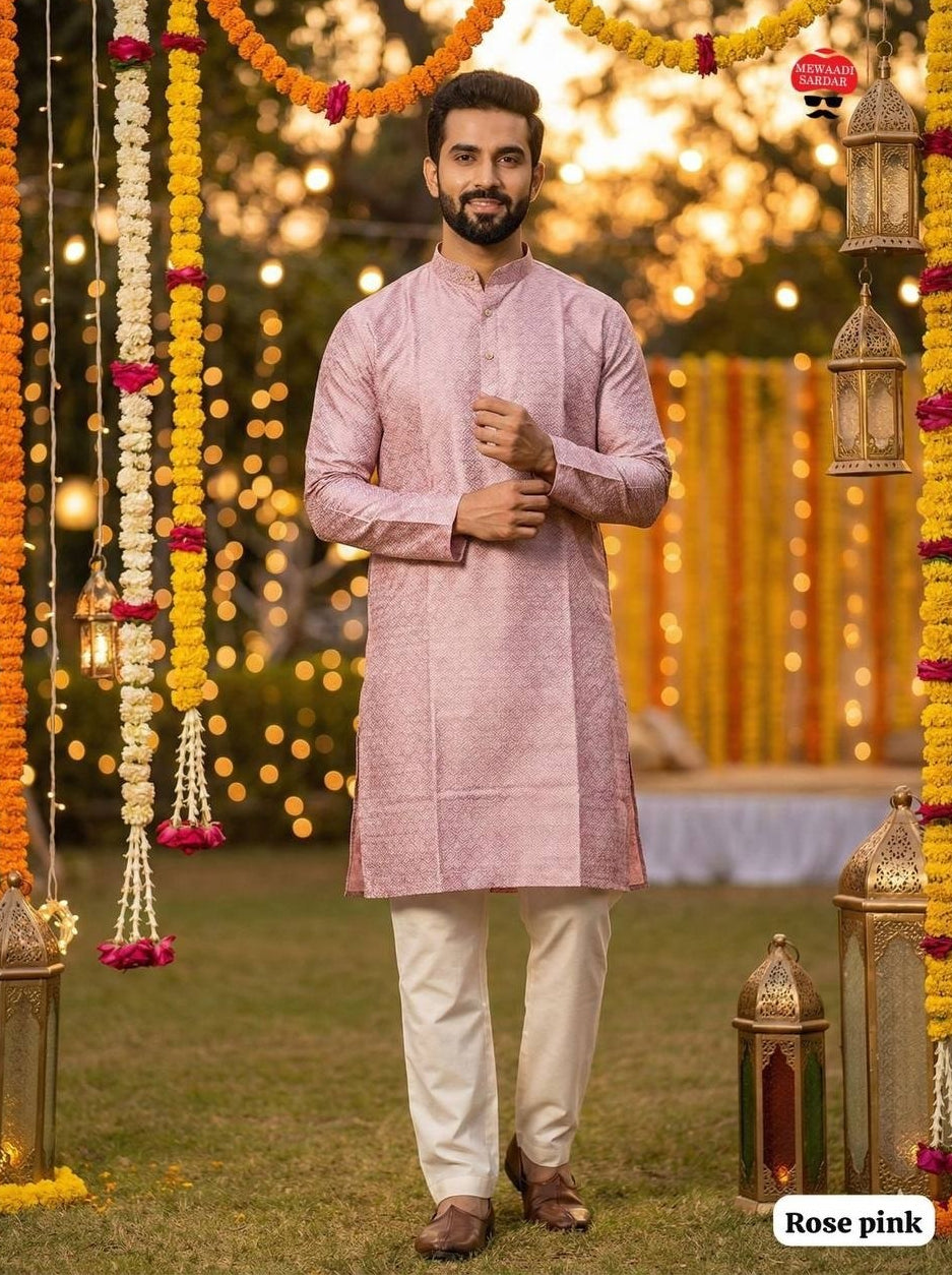 Premium Men's Silk Jacquard Kurta Set