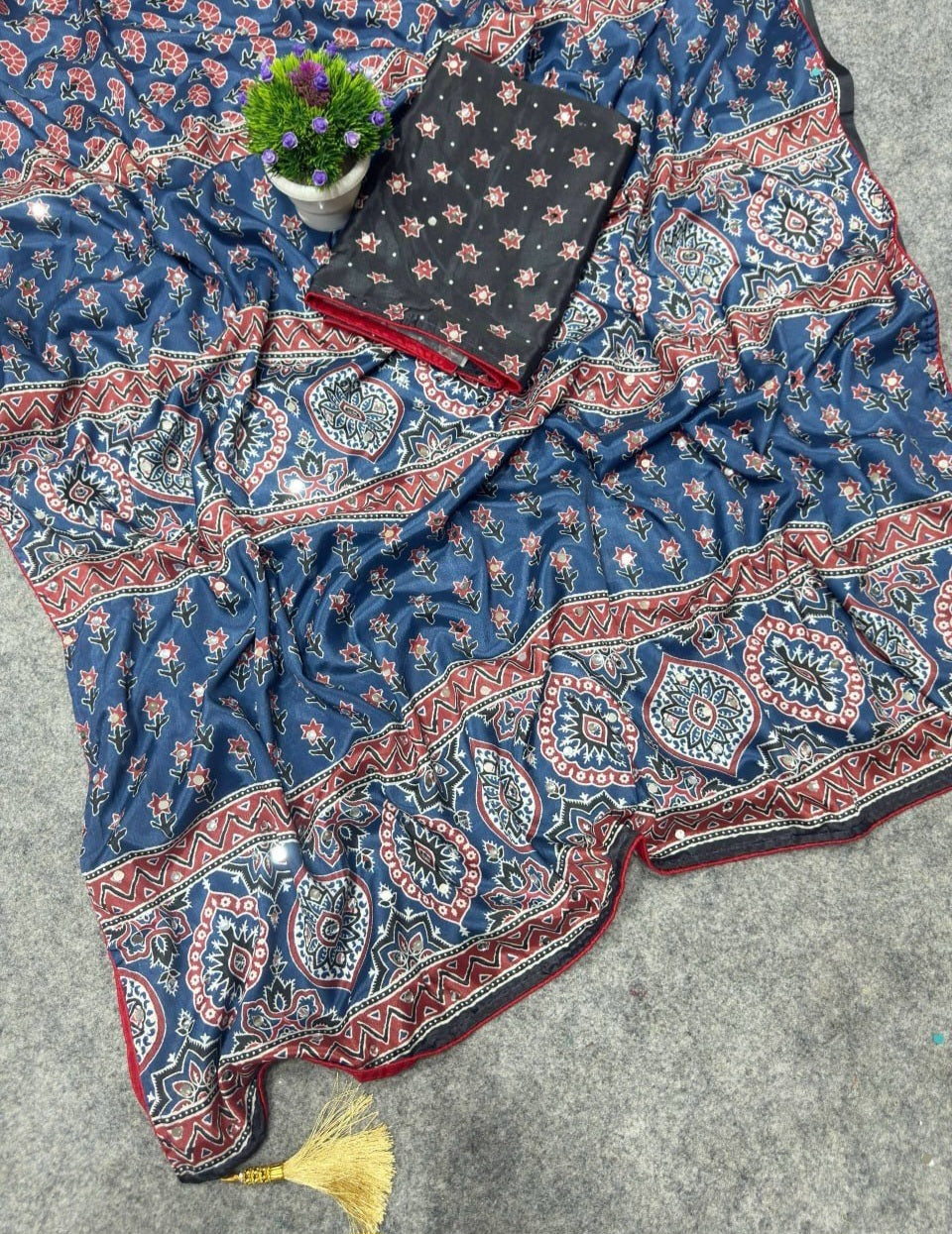 Premium Chinon Silk Digital Print Saree