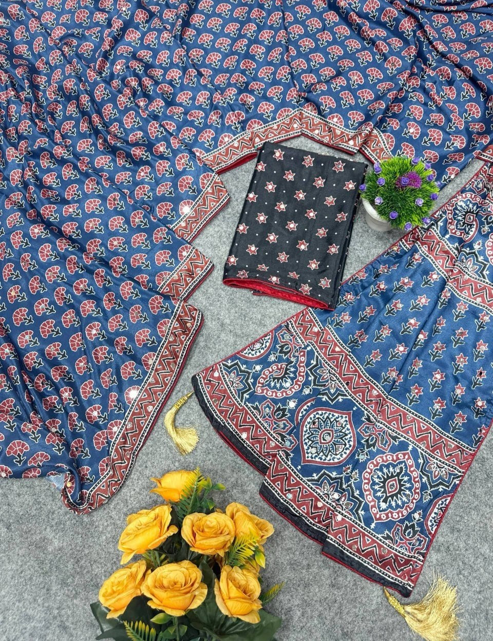 Premium Chinon Silk Digital Print Saree