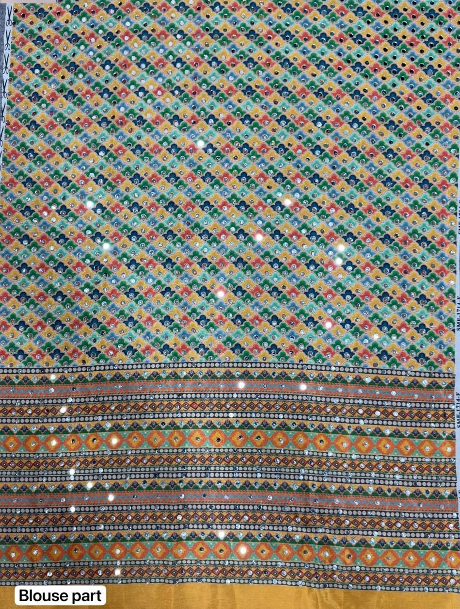Designer Chinon Silk Saree